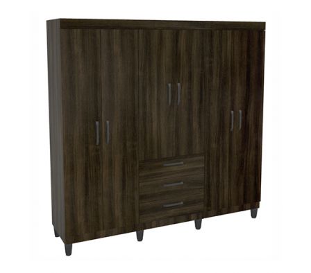 ROPERO POLITORNO ANHEMBI 6 PUERTAS Y 3 CAJONES REF: 200073 TABACO