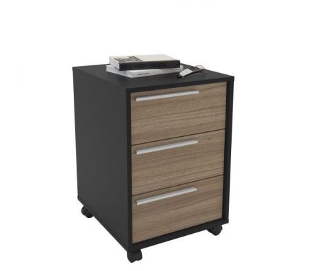 CAJONERA POLITORNO MAIA 3 CAJONES NEGRO / CASTAÑO 2487