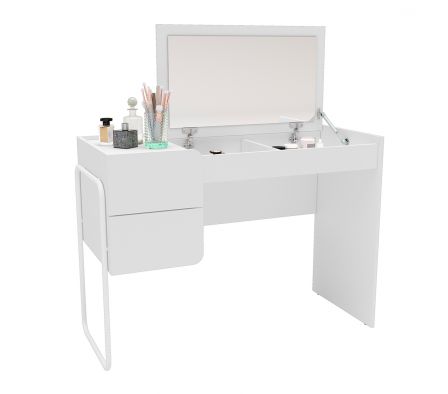 TOCADOR POLITORNO COLUMBIA BLANCO 2 CAJONES 210118 CON ESPEJO PLEGABLE