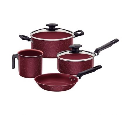 JUEGO DE OLLAS TRAMONTINA 4 PZAS. TURQUIA GRANITO BORDO