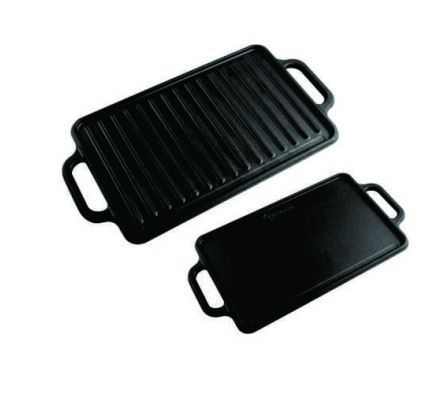 PLANCHA RECTANGULAR REVERSIBLE VICTORIA C/ ASA DE HIERRO PRECURADO 33X21CM Ref:435