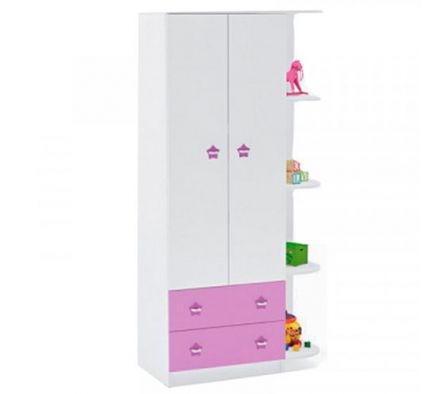 ROPERO POLITORNO ORLANDO 2PUERTAS-2CAJONES BLANCO/ROSA 2537