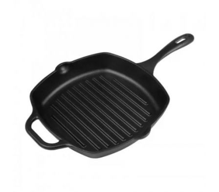 SARTEN VICTORIA RECTANGULAR GRILL HIERRO FUNDIDO PRECURADA 25X25CM Ref:584