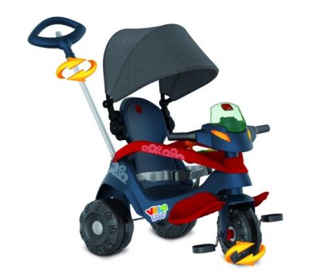 Triciclo Velobaby Reclinable Paseo Pedal Azul