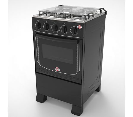 COCINA A GAS TOKYO DALLAS NEGRO 4H MESA INOX TAPA DE VIDRIO HORNO LIMPIA FACIL