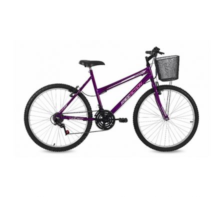 BICICLETA FREE AC ARO 26 18V FEM DONNA C/ CESTA V-BRAKE VIOLETA