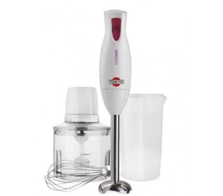MIXER TOKYO PINK 3 EN 1 PIE INOX CON ACCESORIOS BATIDOR Y PICADOR 400W