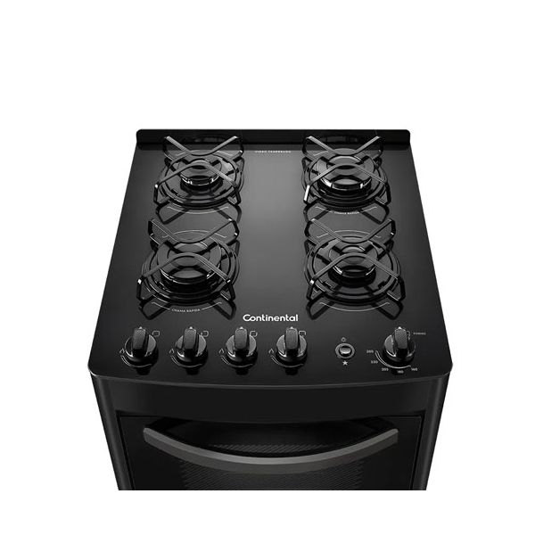 COCINA CONTINENTAL 4 HORNALLAS MESA DE VIDRIO-NEGRO.