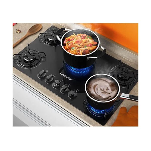 ANAFE CONTINENTAL A GAS 5 HORNALLAS MESA DE VIDRIO TEMPLADO NEGRO